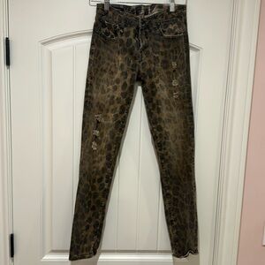 R13 animal print distressed jean